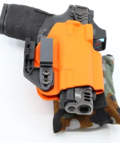 Cloudster Pillow Camo Deluxe holster wedge mounted on the back of an IWB holster