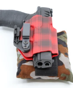 Cloudster Pillow Camo Monster holster wedge mounted on the back of an IWB holster