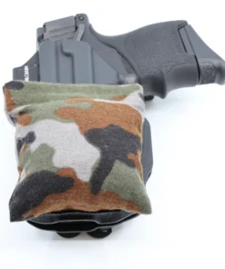 Cloudster Pillow Camo Standard holster wedge in front of an IWB holster
