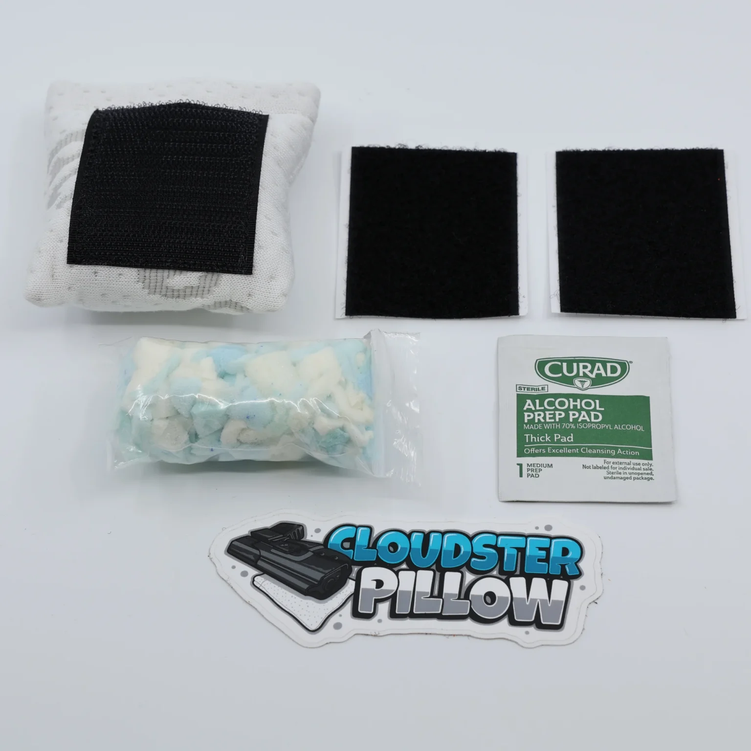 Cloudster Pillow White Mini (bamboo cover) with everything that comes in the box