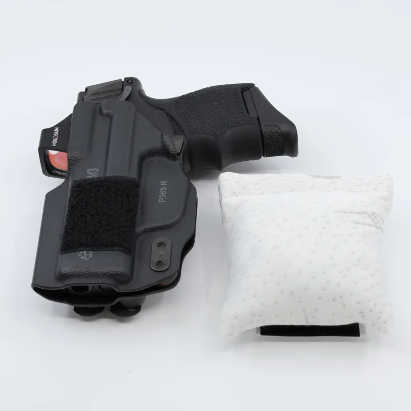 Cloudster Pillow White Standard holster wedge beside an IWB holster