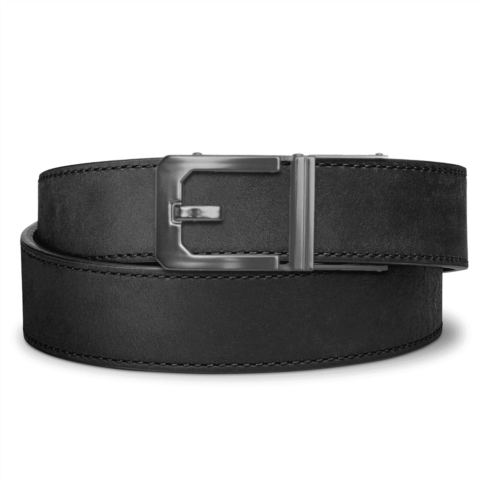 Kore Black Buffalo Leather Gun Belt 1.5 inch with X3 Gunmetal buckle