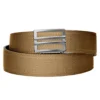 Meticulously woven tan Cloudster Pillow belt with adjustable silver buckle.