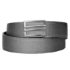 Stylish black fabric belt with sleek metallic buckle for everyday wear or formal occasions.