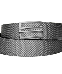 Stylish black fabric belt with sleek metallic buckle for everyday wear or formal occasions.