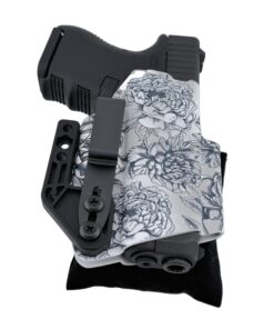 Cloudster Pillow Dark Standard holster wedge behind a floral Kydex Glock holster