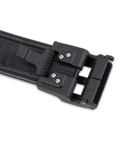 Back of the D1 duty belt buckle showing the ratchet track