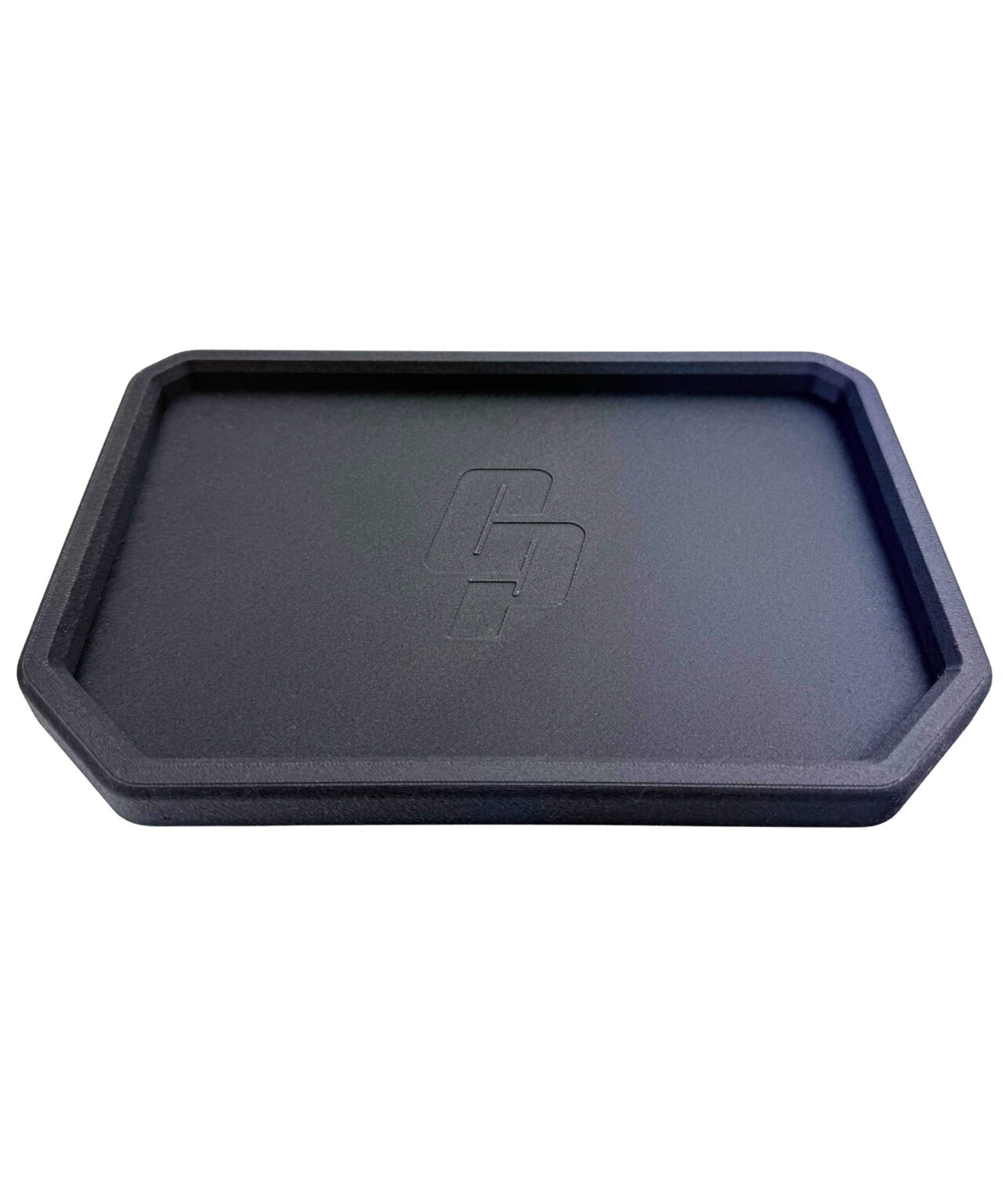 Cloudster Pillow reinforced carbon fiber EDC dump tray shown empty on a white background, angled to show the molded rim and embossed logo