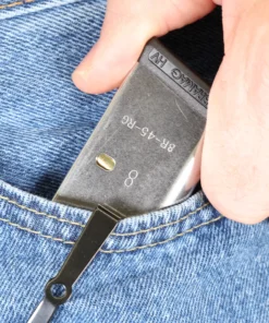 Cloudster .45 ACP Magnetic Pocket Mag Carrier - drawing a .45 ACP magazine from a jeans pocket