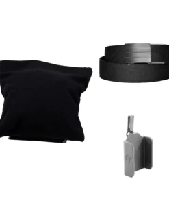 Cloudster Concealed Carry Kit: a Dark Cloudster Pillow (Standard), a Kore black tactical nylon gun belt and a 9mm pocket mag carrier