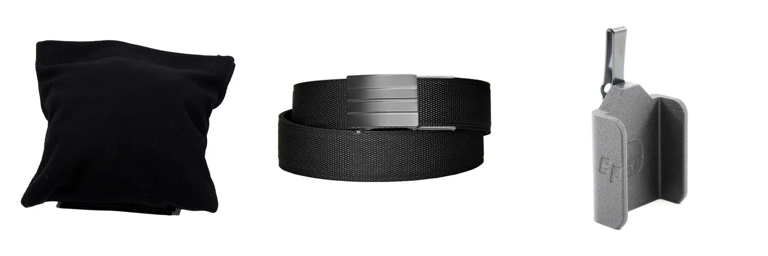 Cloudster Pillow, Kore gun belt and pocket mag carrier side by side