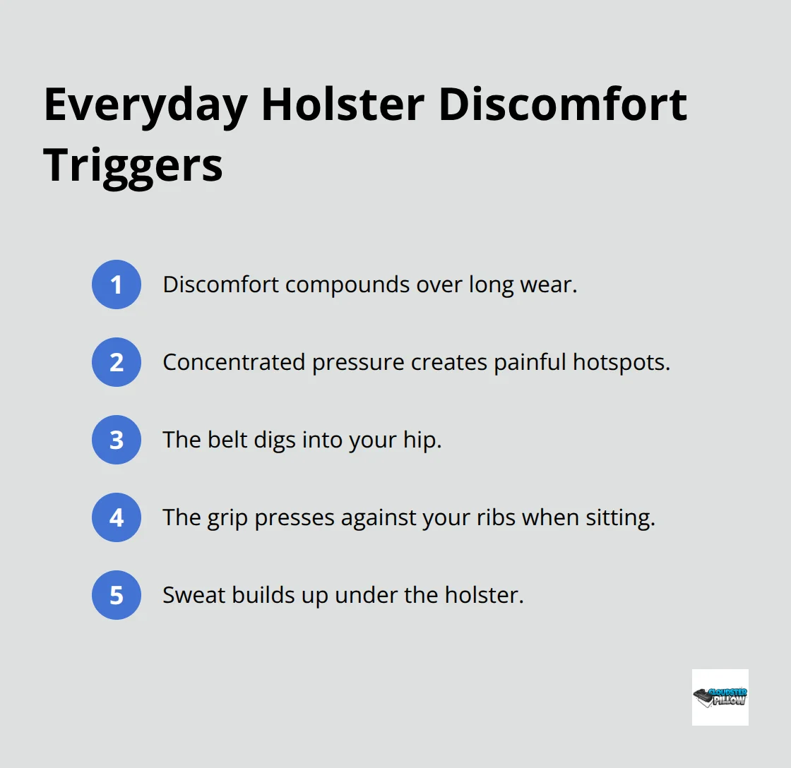 Key sources of discomfort when carrying a concealed handgun daily in the United States. - all day CCW comfort