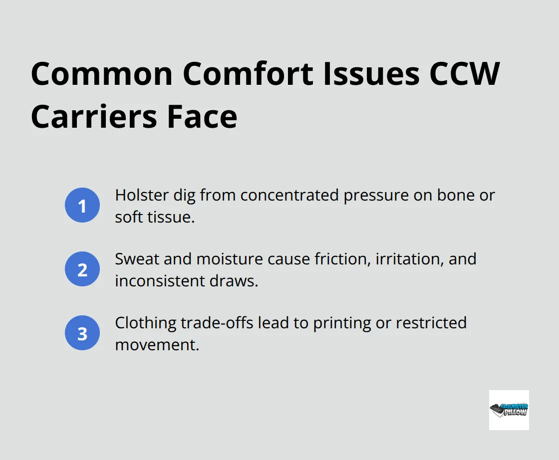 Compact list of the most common concealed carry comfort problems. - All day CCW comfort