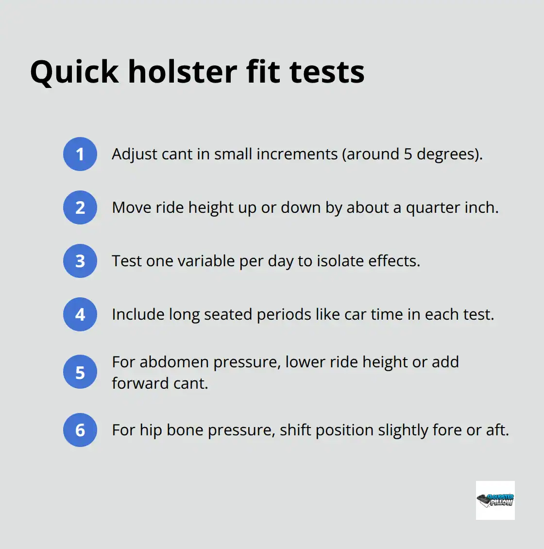 Compact checklist of fast holster fit tests for all-day comfort