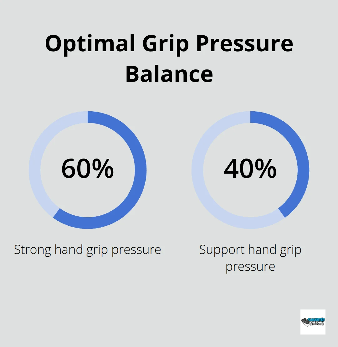 Percentage split of strong-hand and support-hand grip pressure for handgun control.