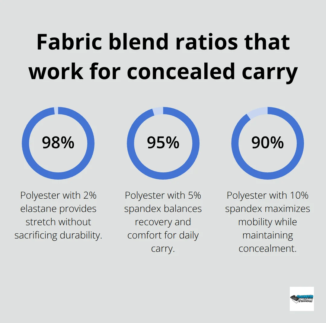 Visual of common polyester-spandex blend percentages for U.S. concealed carry clothing