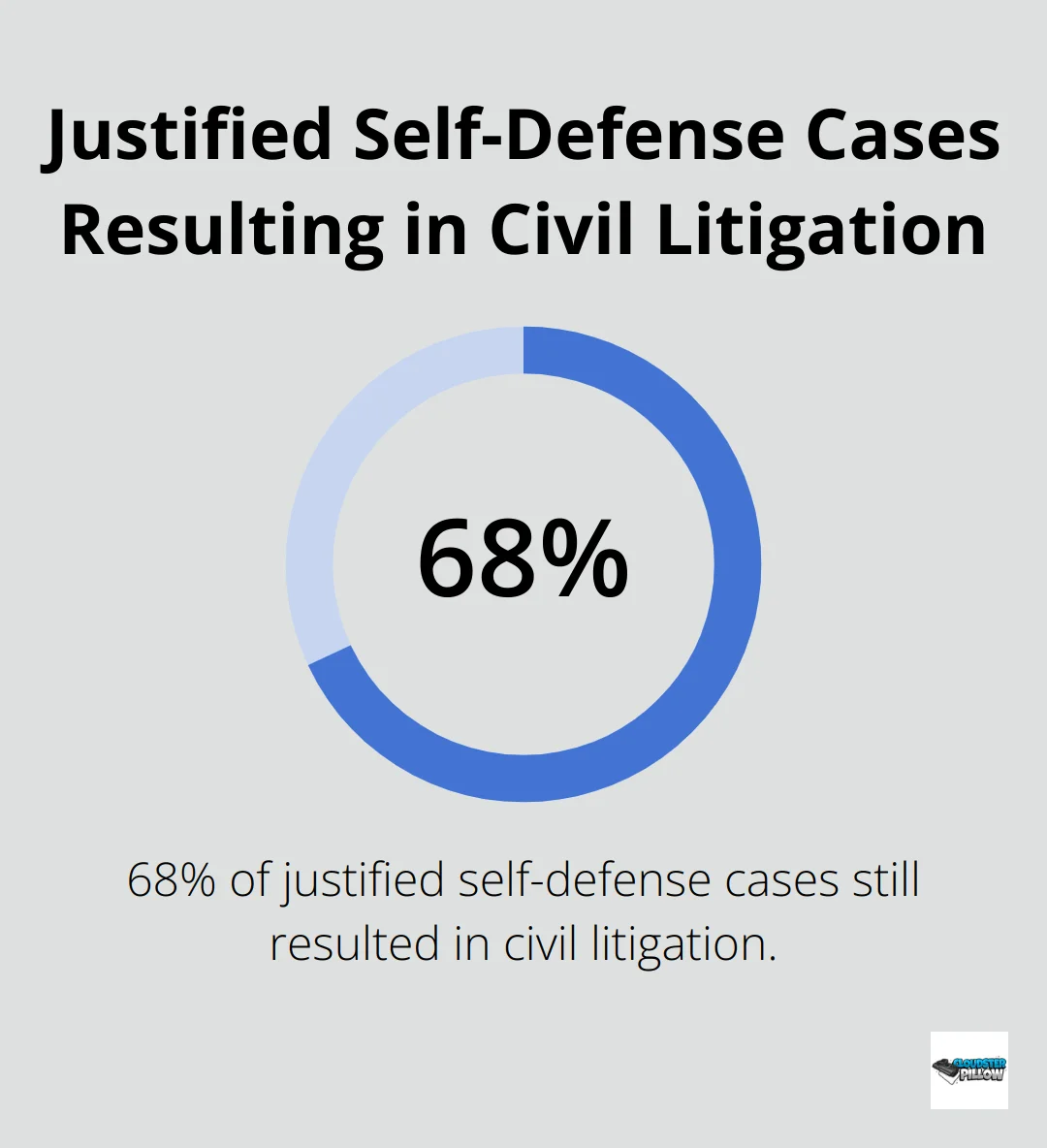 Chart showing 68% of justified self-defense cases result in civil litigation