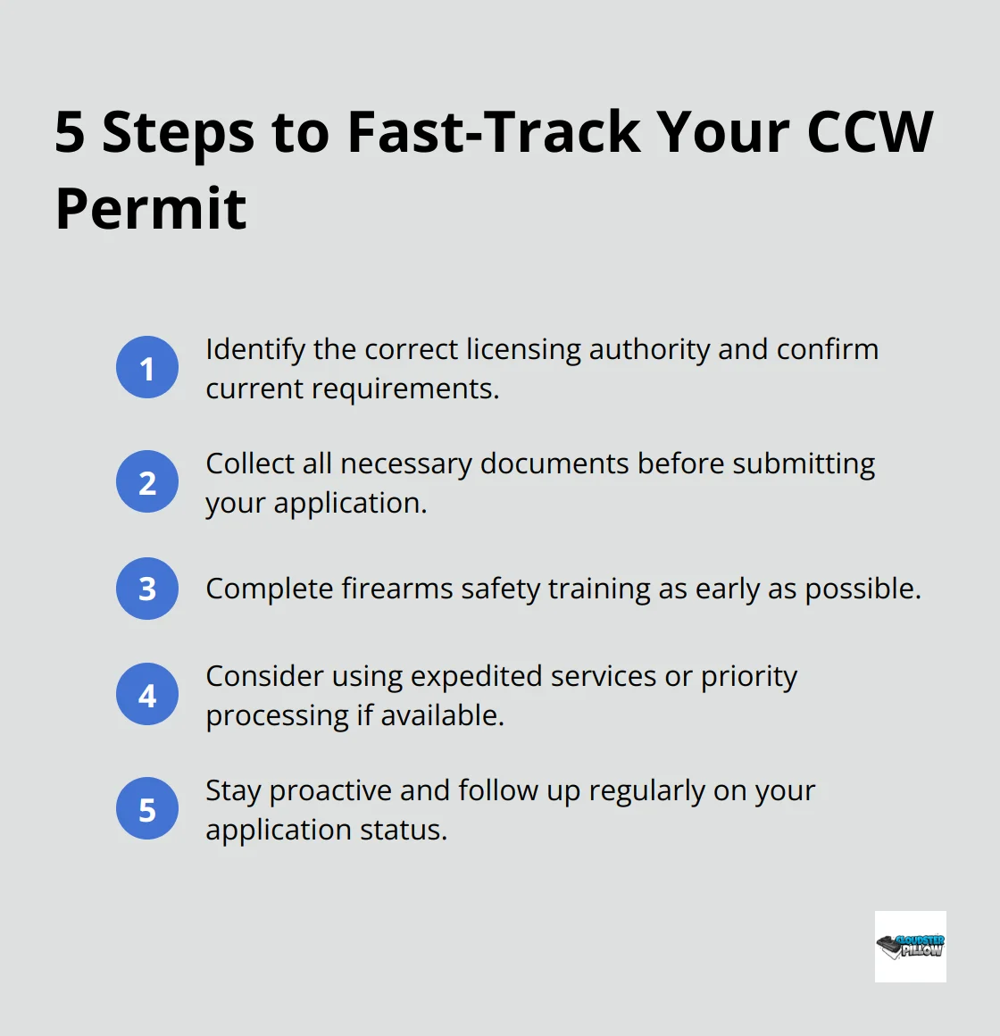 Ordered list of 5 steps to expedite your CCW permit application process - concealed carry permit