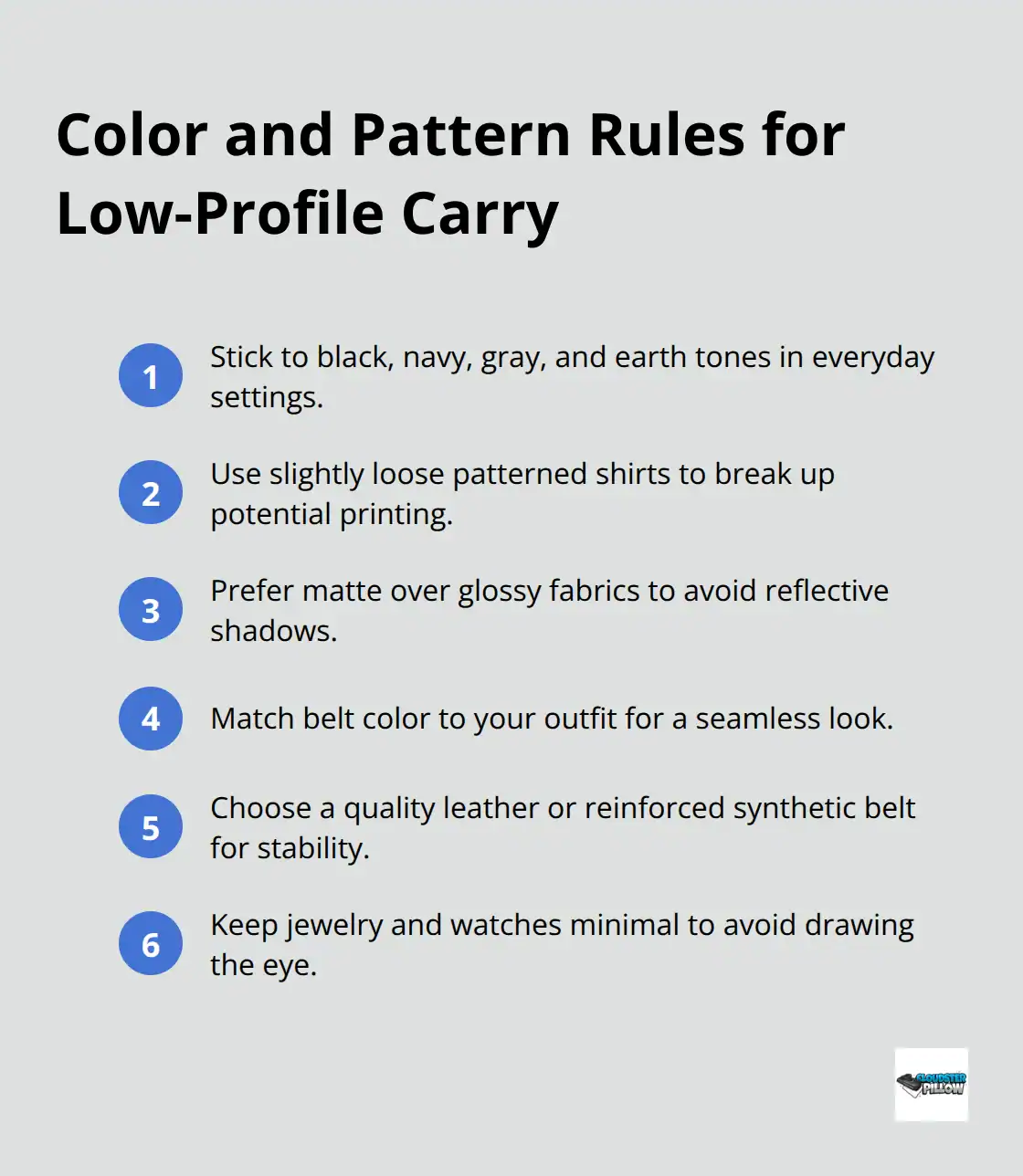 Concealment shirt-fit infographic on layering, drape, and untucked overshirt strategies that keep an IWB holster hidden.