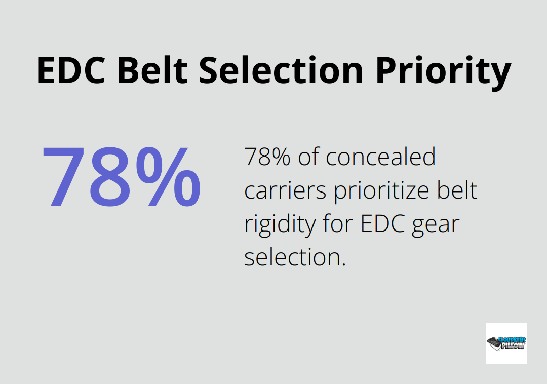 Pie chart showing 78% of concealed carriers prioritize belt rigidity when selecting EDC gear - EDC belt, holster setup, concealed carry, CCW concealment