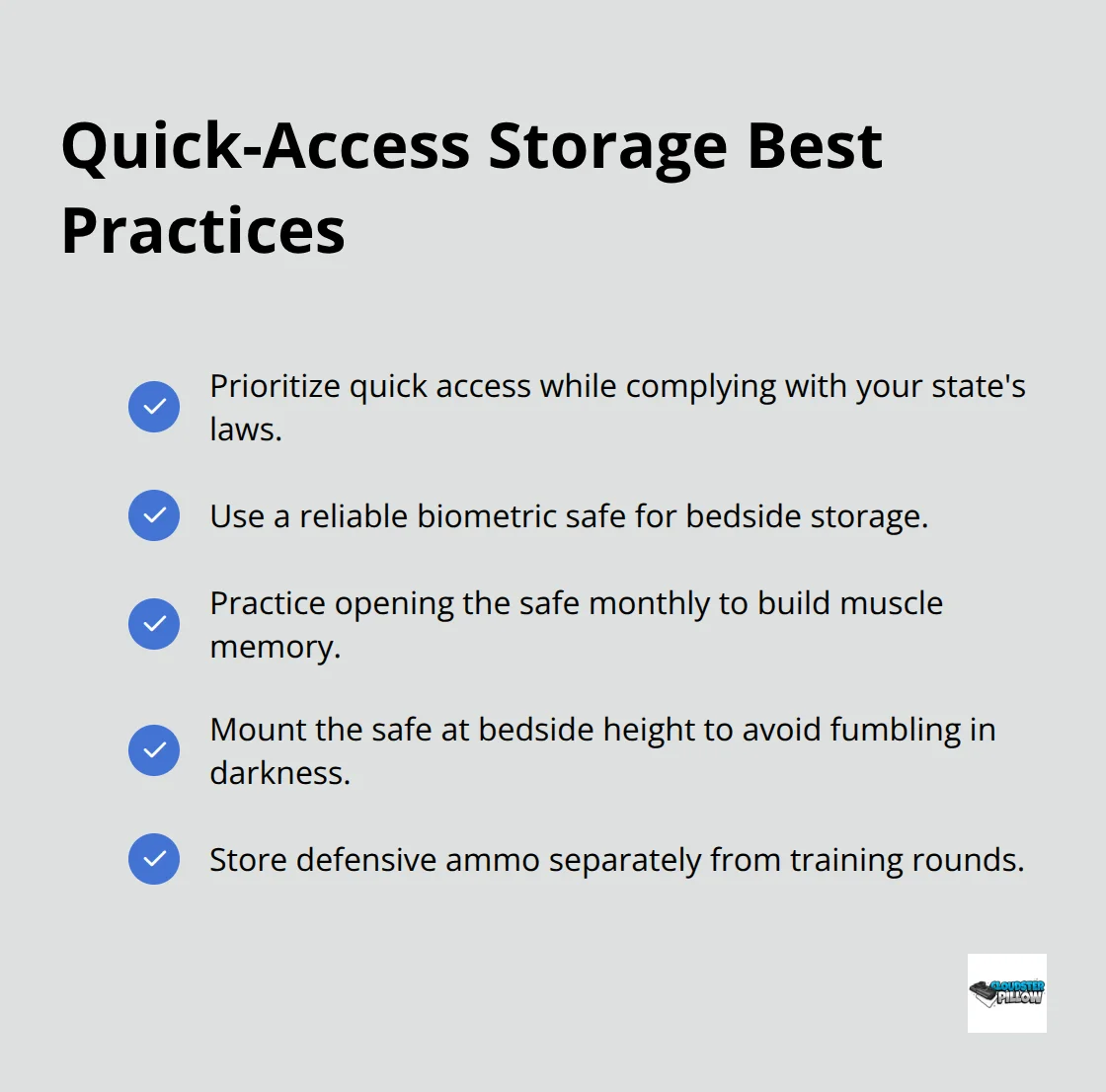 Checklist for fast, compliant bedside firearm storage - home defense 9mm
