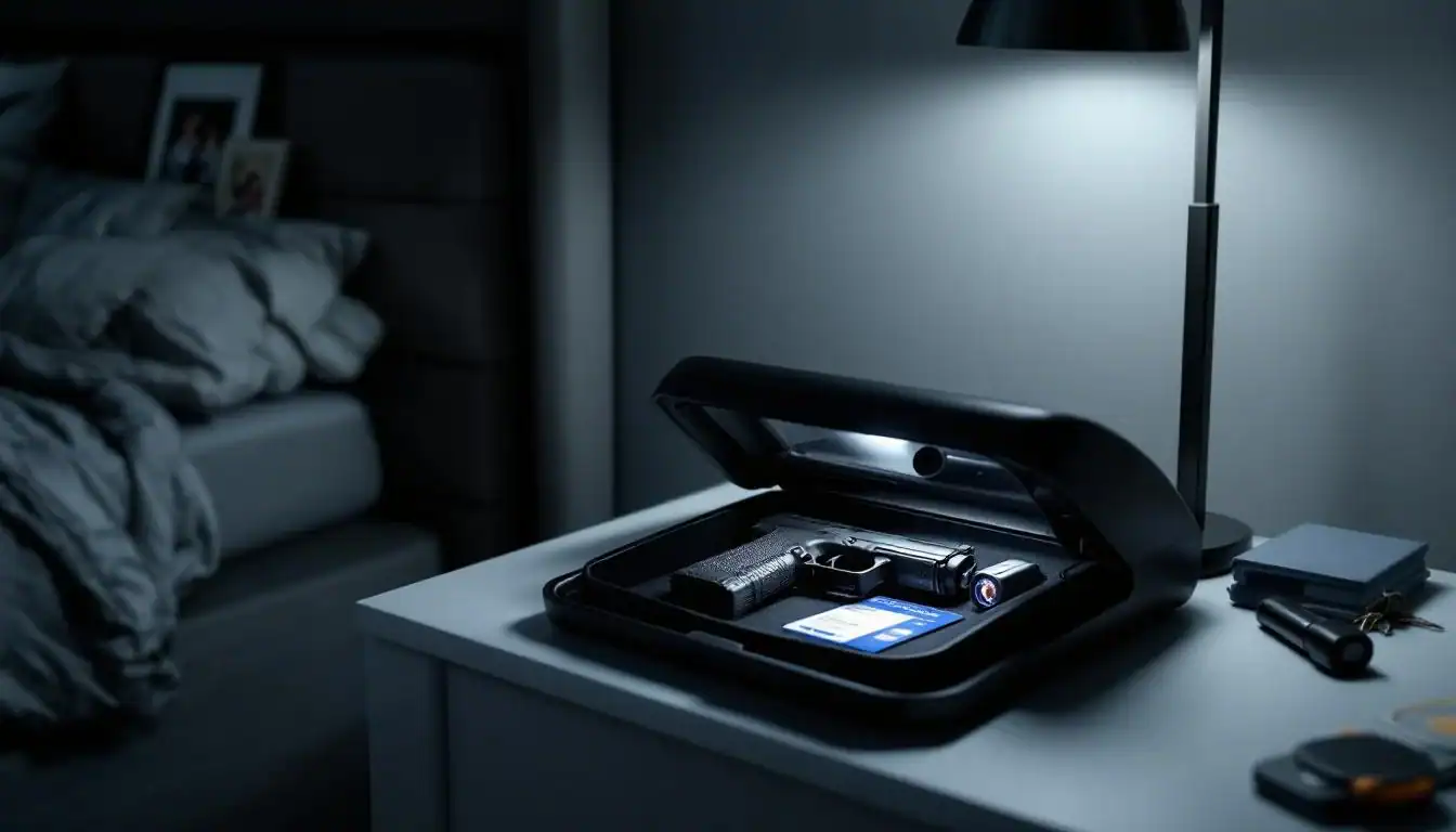 Cloudster Pillow holder on nightstand for easy access and organization. Home Defense CCW Tips