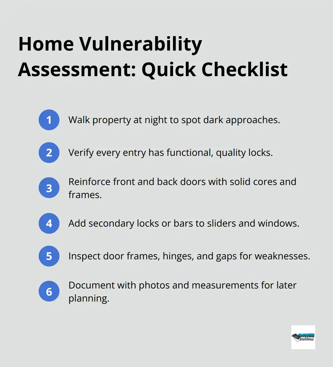 Checklist of key home vulnerability assessment steps for U.S. concealed carriers
