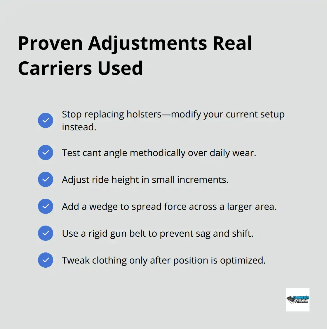 Checklist of effective IWB comfort fixes reported by real carriers