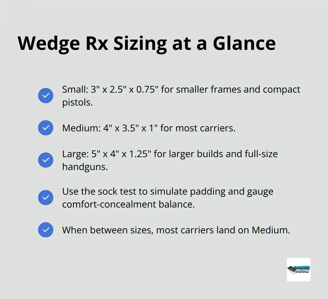Quick reference checklist for selecting the right Wedge Rx size and method. - IWB holster fit guide
