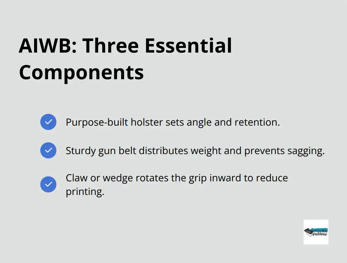 Three essential components for a beginner-friendly AIWB holster system: holster, gun belt, and claw/wedge. - iwb setup