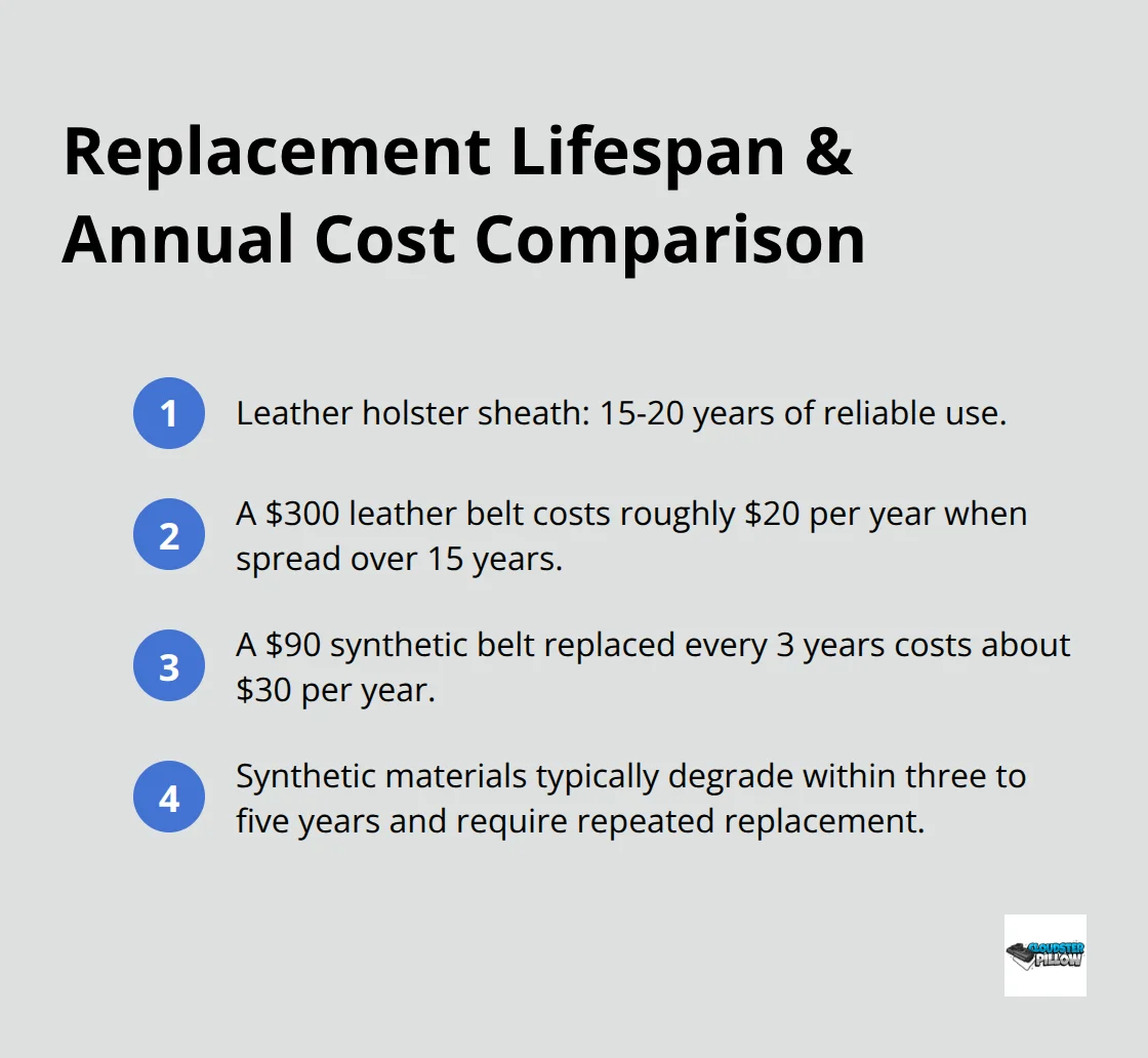 Comparison of lifespan and annual cost between premium leather and synthetic EDC gear