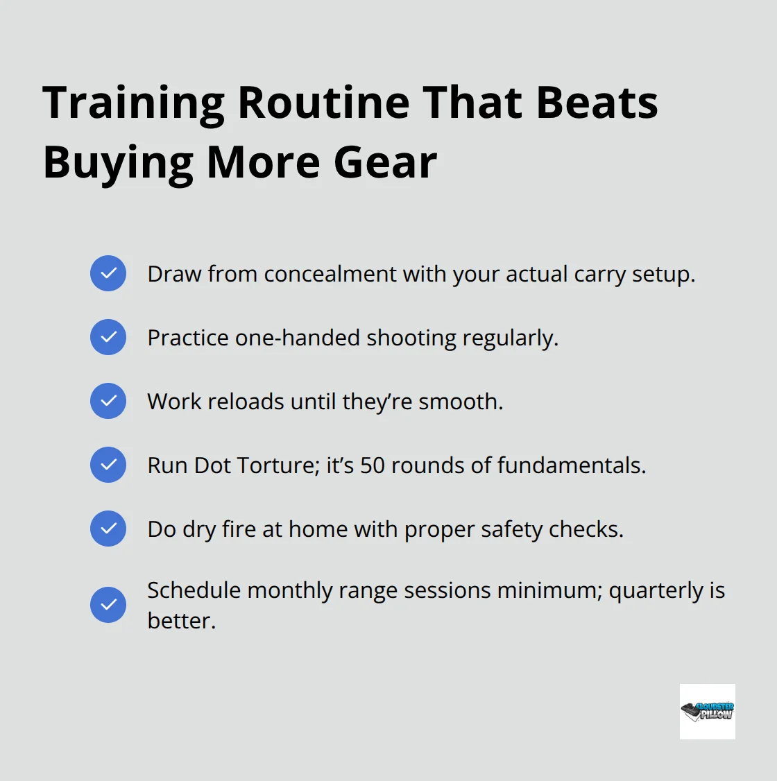 Checkmark list of core defensive training actions for U.S. EDC carriers.